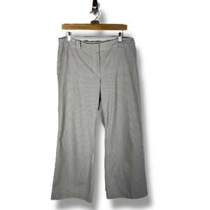 LOFT Julie Flat Front Wide Leg Trousers Pants, Blue/White Seersucker, Size 12